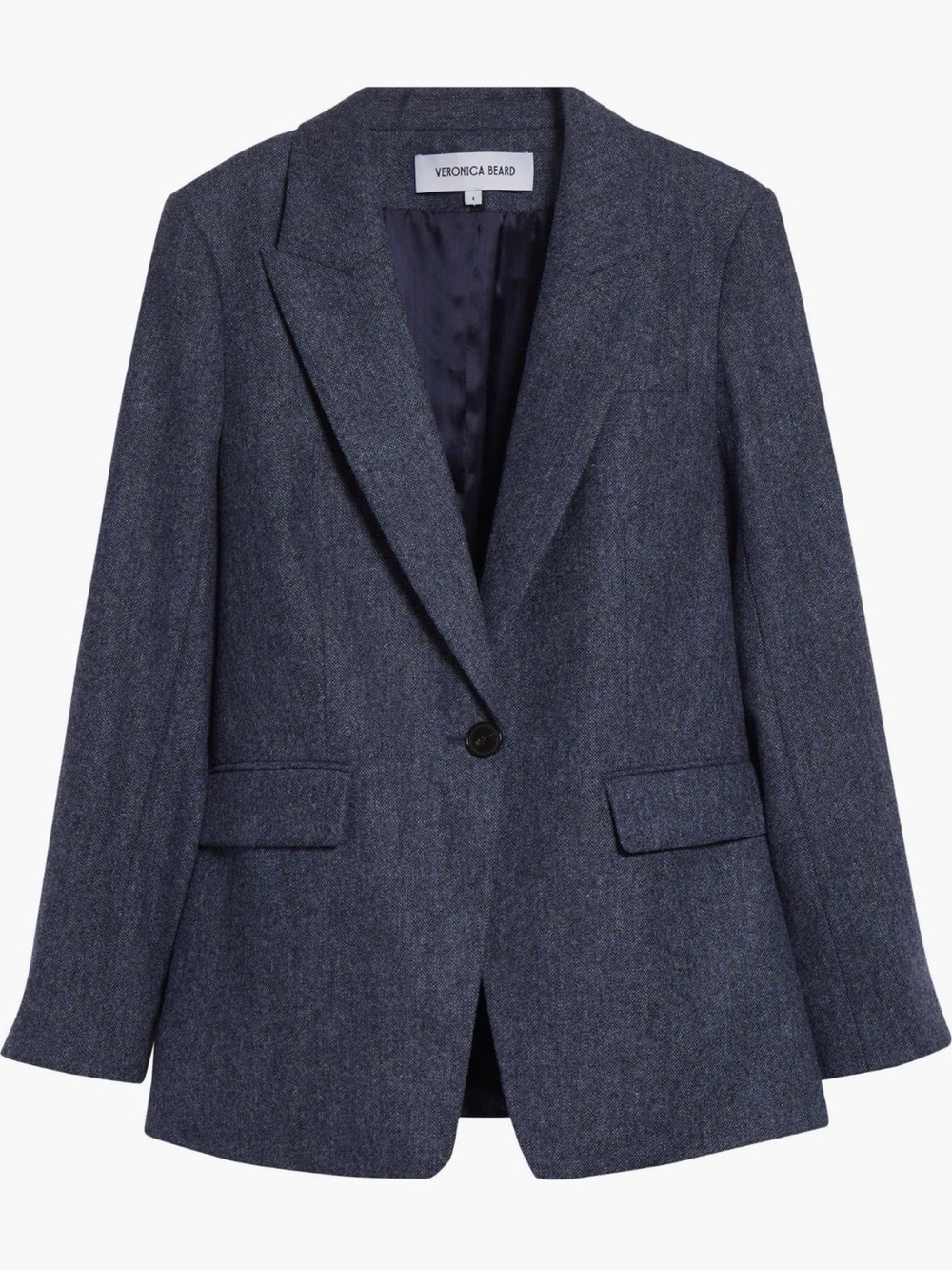 Veronica Beard Navy Tweed Vega Dickey Single-Button Blazer